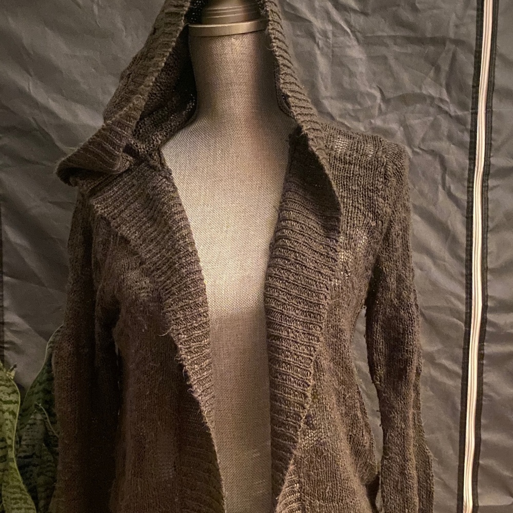 [RARE] VTG Lost Surfwear Brown Hooded Long Sleeve Knit Cardigan Sweater Size M